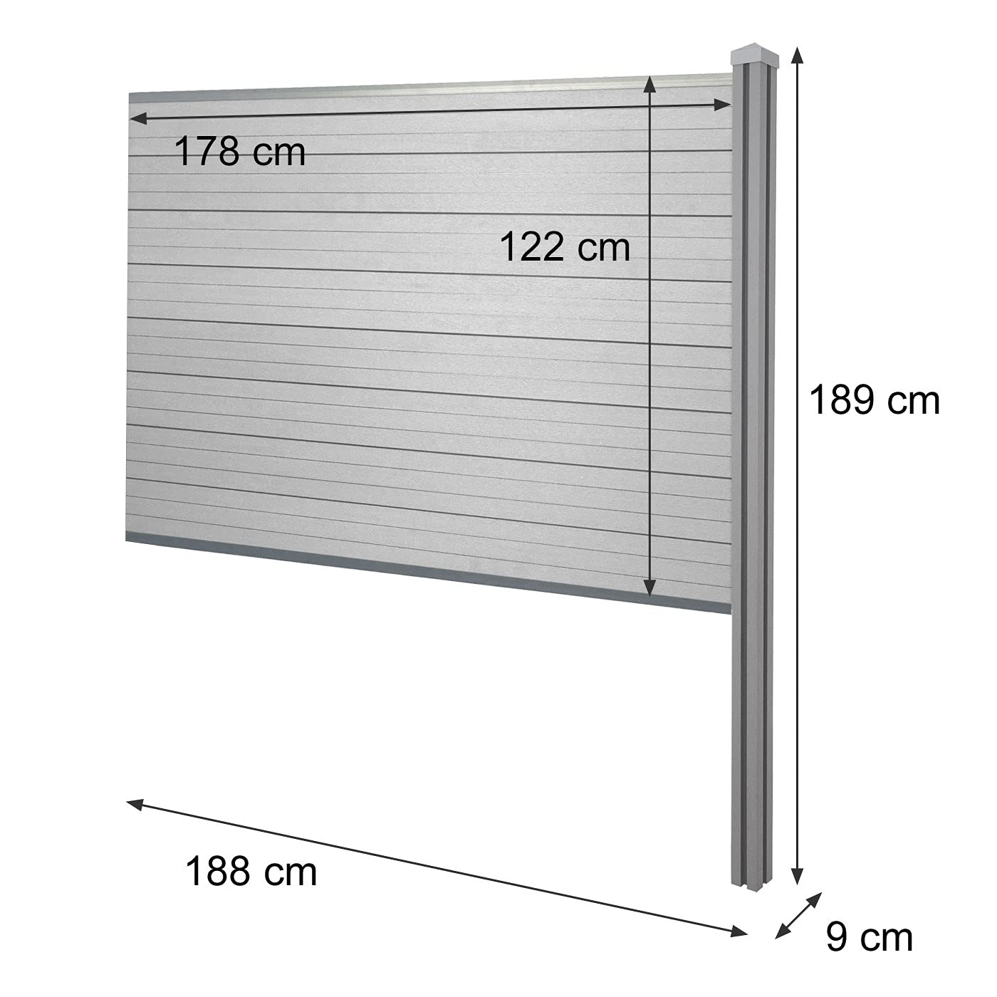 Mendler WPC-Sichtschutz Sarthe-AM Erweiterungselement 188cm - braun