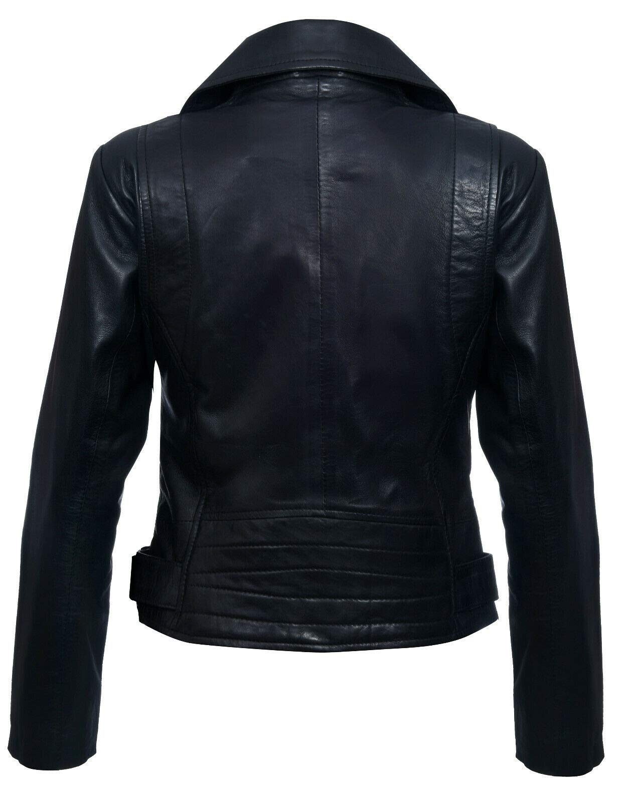 Infinity Leather Chaqueta de Cuero Para Mujer Clásico Estilo Motorista Chaqueta Marrón