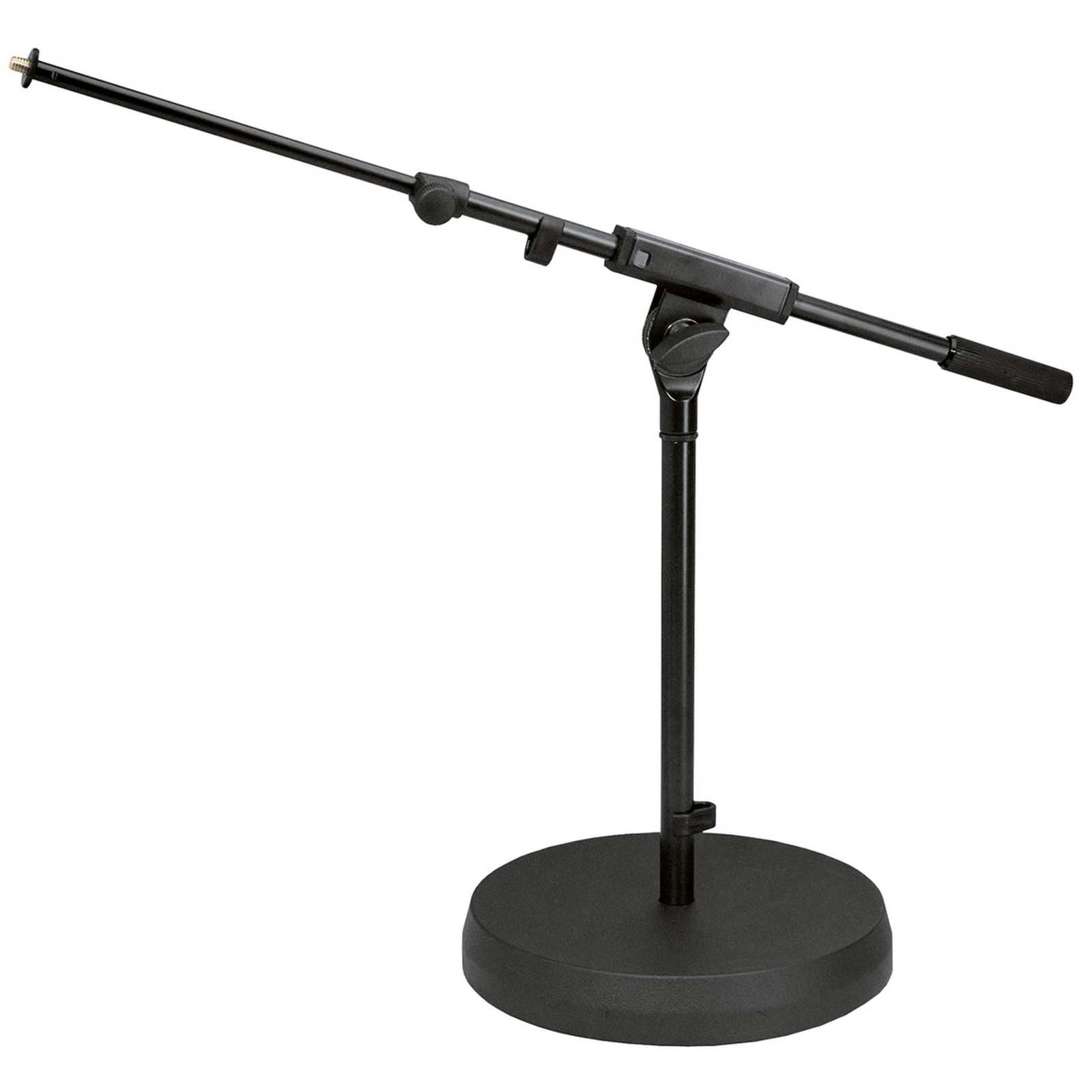 K&M 259/6, supporto per microfono con asta e base piatta, con morsetto per microfono e asta, con graffa per microfono MH10
