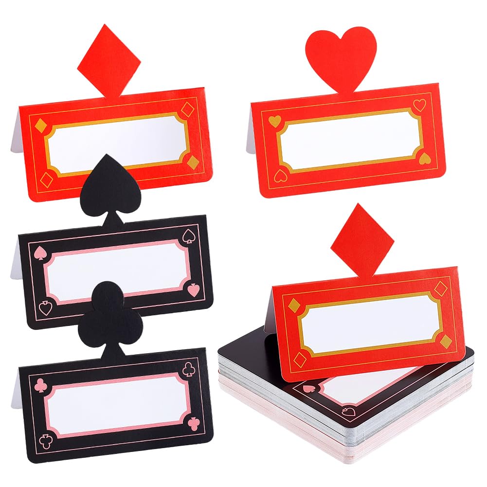 MAYJOYDIY 72 pezzi decorazione da tavolo segnaposto 4 colori poker segnaposto vuoti per banchetti e feste (rosso e nero)