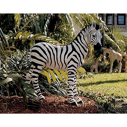 Design Toscano Zairen Zebra Outdoor Garden Animal Statue, 2 Feet, Resin, Full Color Finish
