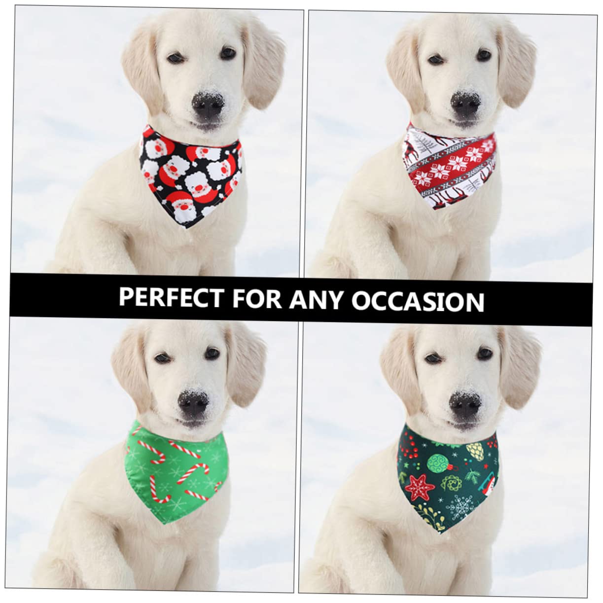 POPETPOP Lot De 3 Bavoirs Triangulaires De Noël pour Animaux De Compagnie Bandanas pour Chien Serviette De Cou pour Animaux De Compagnie Bavoirs De Noël pour Chien 4 Pièces X 3
