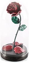 Forging Art Bcn® Hand Forged Eternal Rose in Beauty and The Beast Glass Dome - Gift for Mother's Day, Valentine's Day, 6th Year Wedding Anniversary (Red/Green)