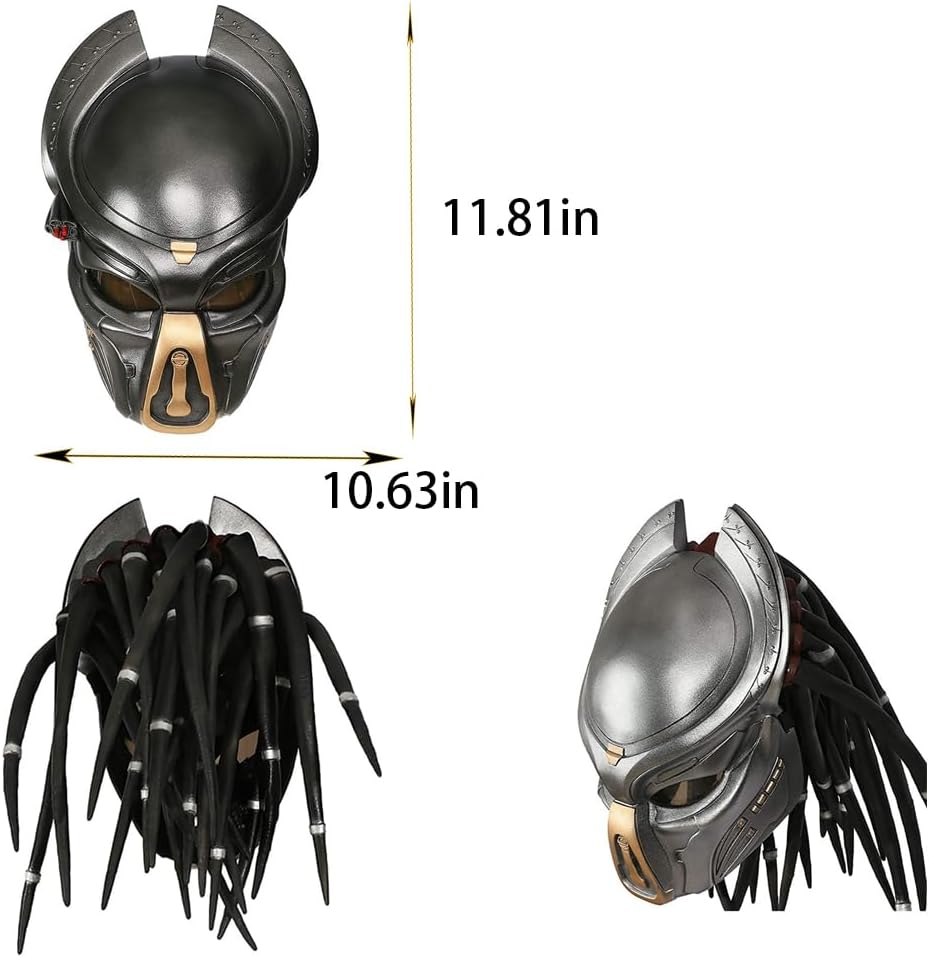 KENANLAN Helmet Mask, Halloween Masque Helmet, Mask with Dreads Hair Costume Accessories Natural Latex Full Head Cover for Halloween Cosplay