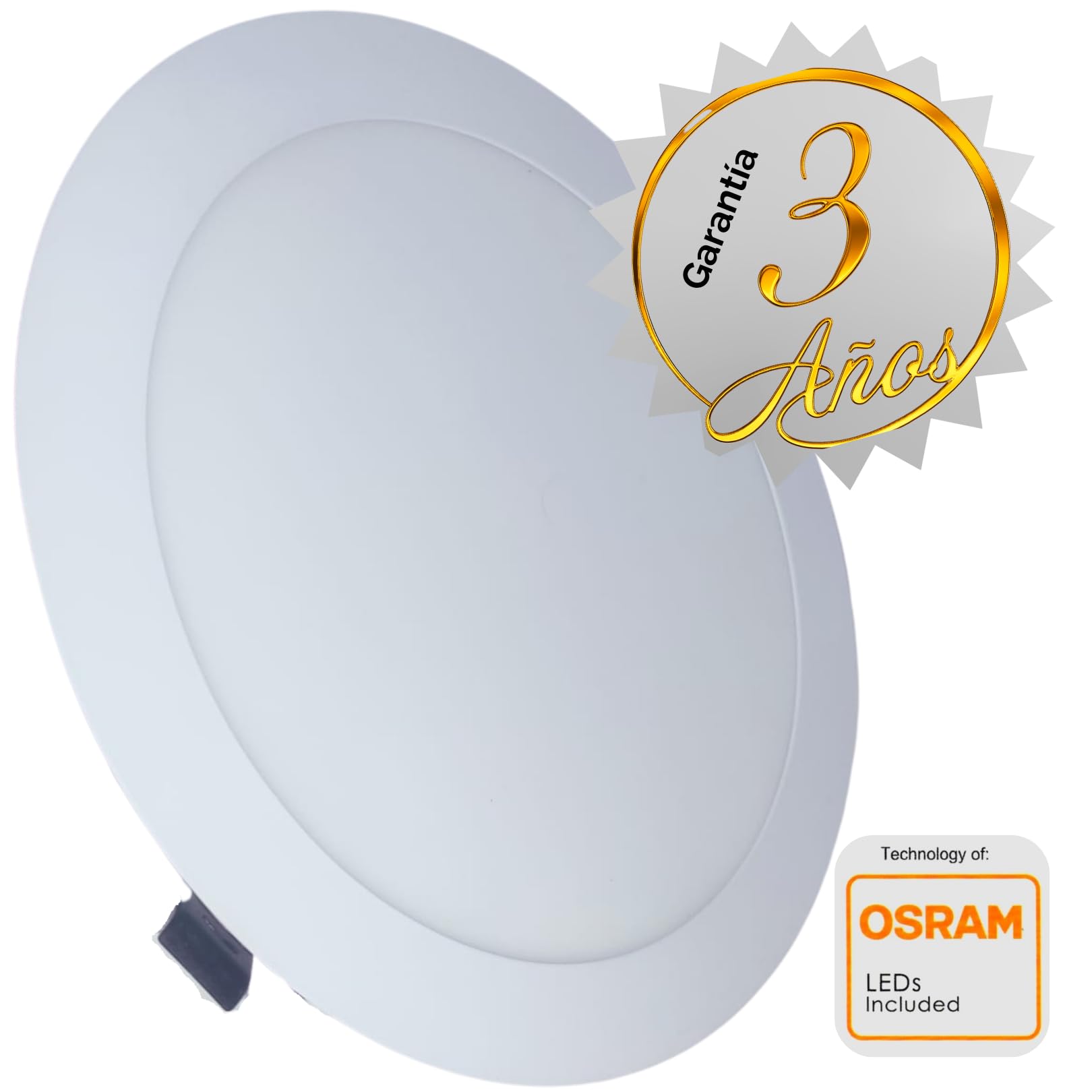 QWell® - 5 X Panel Downlight LED Redondo 20W | 20 cm. | 2200 LM 6000K | Extraplano Empotrar en Techo | Eficiencia Energética Clase B | Vida útil 50,000 Hrs | Driver Incluido