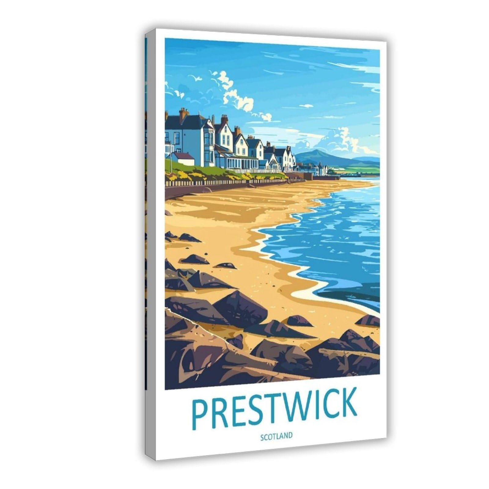 QOGDAF Prestwick Travel Scotland Canvas Poster Bedroom Decor Landscape Office Room Decor Gift 12x18inch(30x45cm)