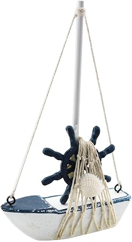 Miniatura 2 de 2 unids estilo mediterráneo velero 4.4x6.8 pulgadas mini velero modelo madera miniatura velero barco de vela decoración del hogar