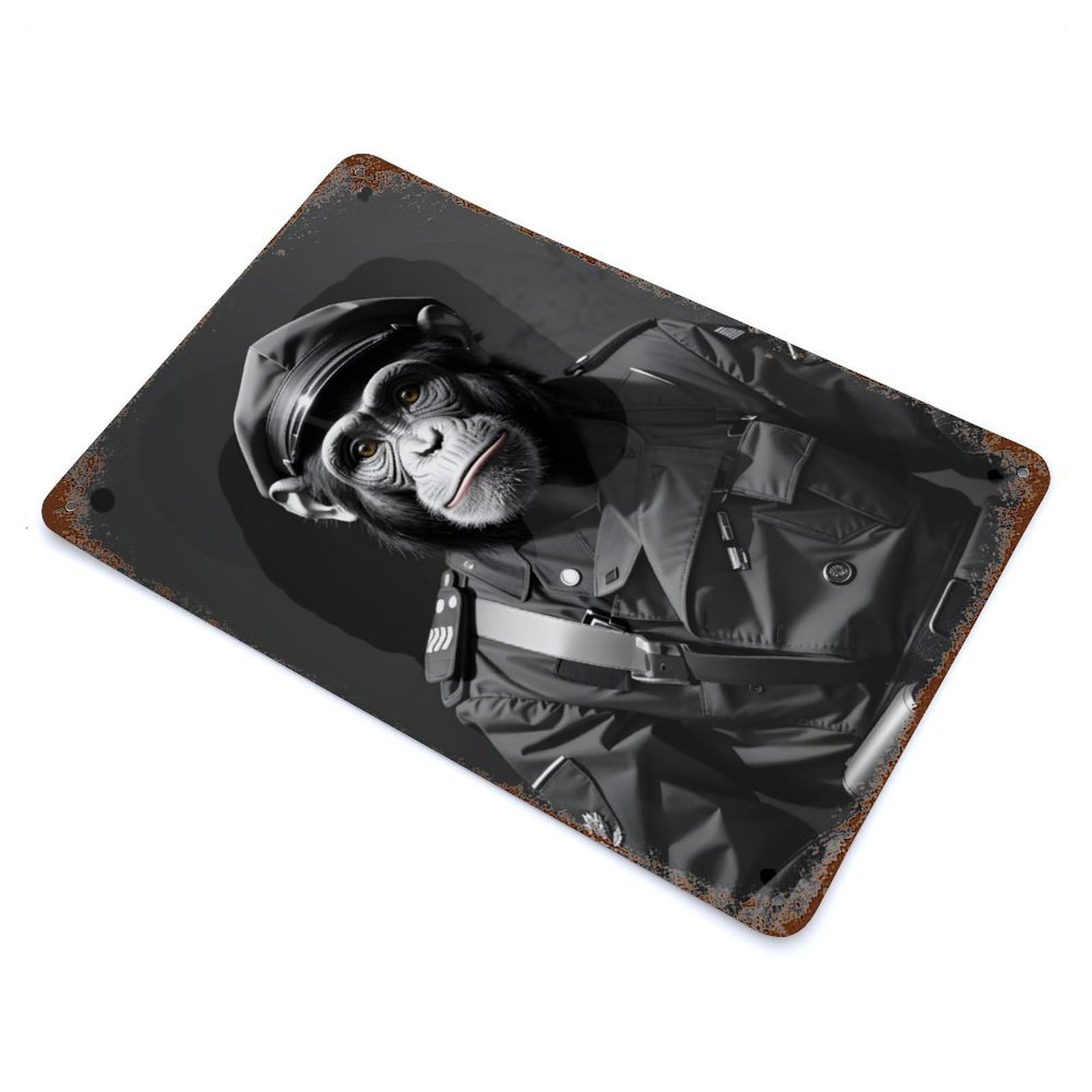 Chimpanzee Army Funny Bnw 11.8"x7.9" Retro Metal Sign, Vintage Wall Decor for Garage, Bar And Workshop Decor