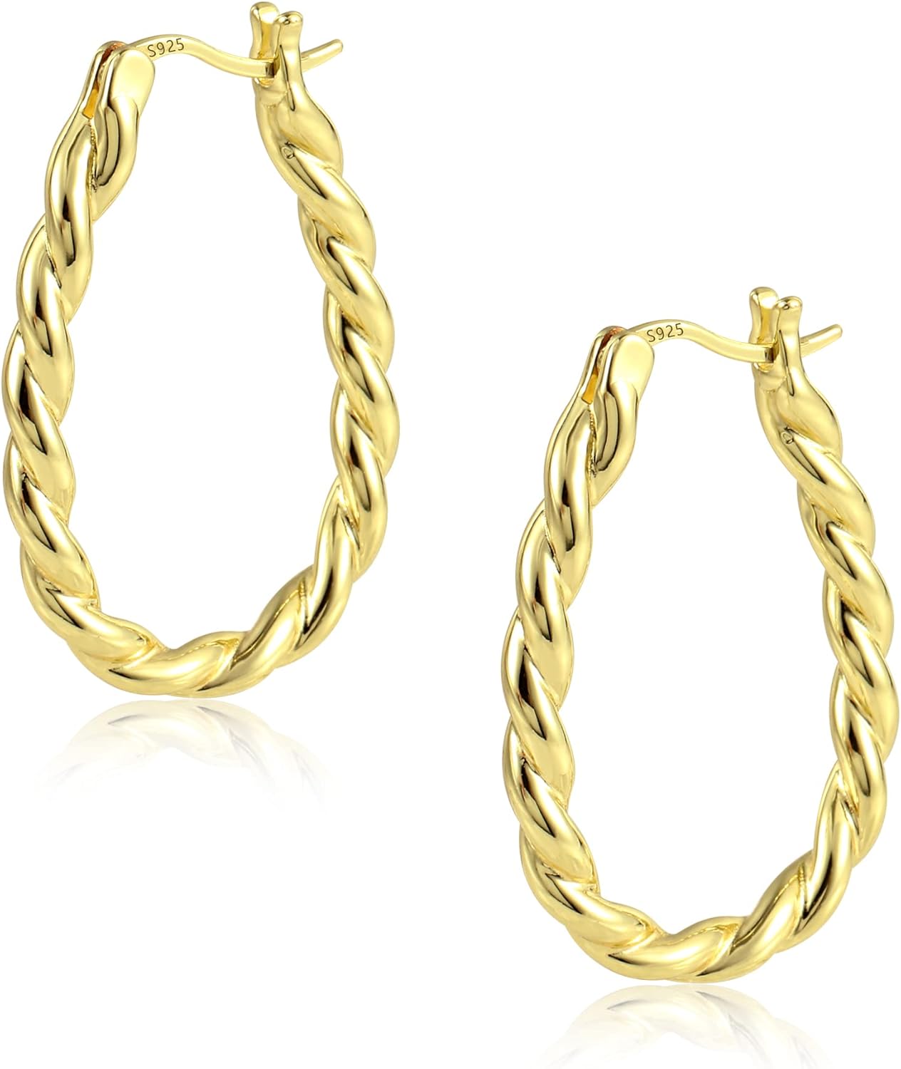 KISSPAT Sterling Silver Chunky Hoop Earrings for Women Hypoallergenic Thick Huggie Earring Wide Hoops Everyday Hoop Earrings