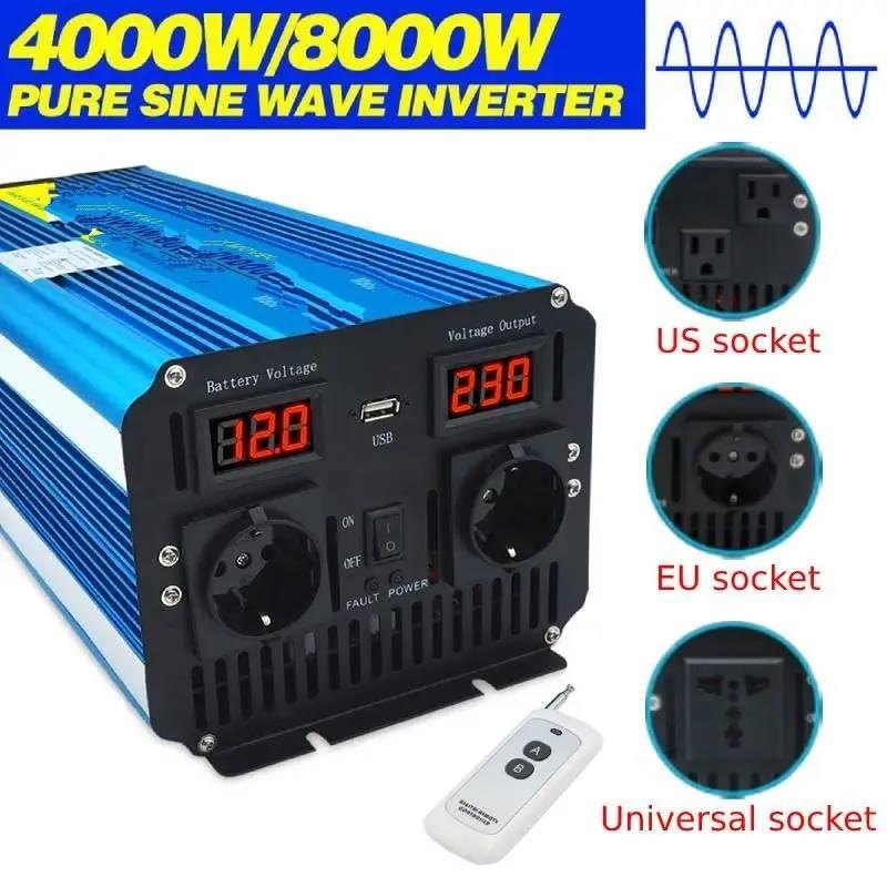 Inverter Per Auto Da 3000 W, Trasformatore Da 12 V A 220 V Con Presa Usb Universale Caricabatterie Inverter A Onda Sinusoidale Modificata Colore Nero 2200 V Dimensioni 12 Vuniversale 86944900
