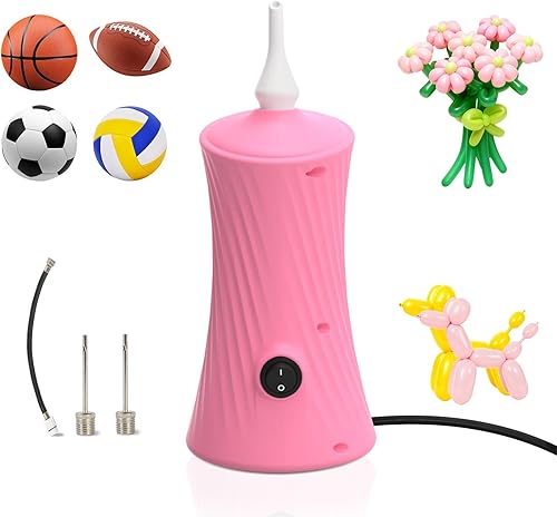 AXHJ Bomba de aire eléctrica para globos largos y pelota deportiva, bomba de globo de aire eléctrica 2 en 1, inflador de globos para globos de