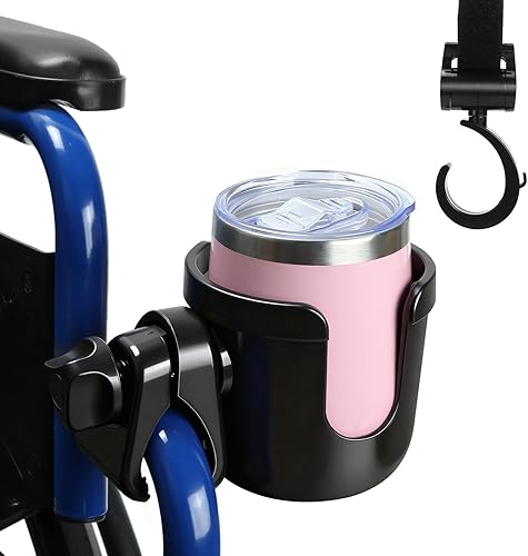 Wheelchair Cup Holder, Rollator Cup Holder, Drink Holder for Walker, Scooter and Stroller