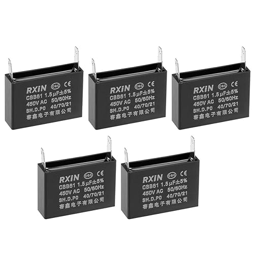 uxcell Condensador de ventilador de techo CBB61 1.5uF 450 V AC Condensadores de película de polipropileno metalizado de un solo inserto 1.457 x