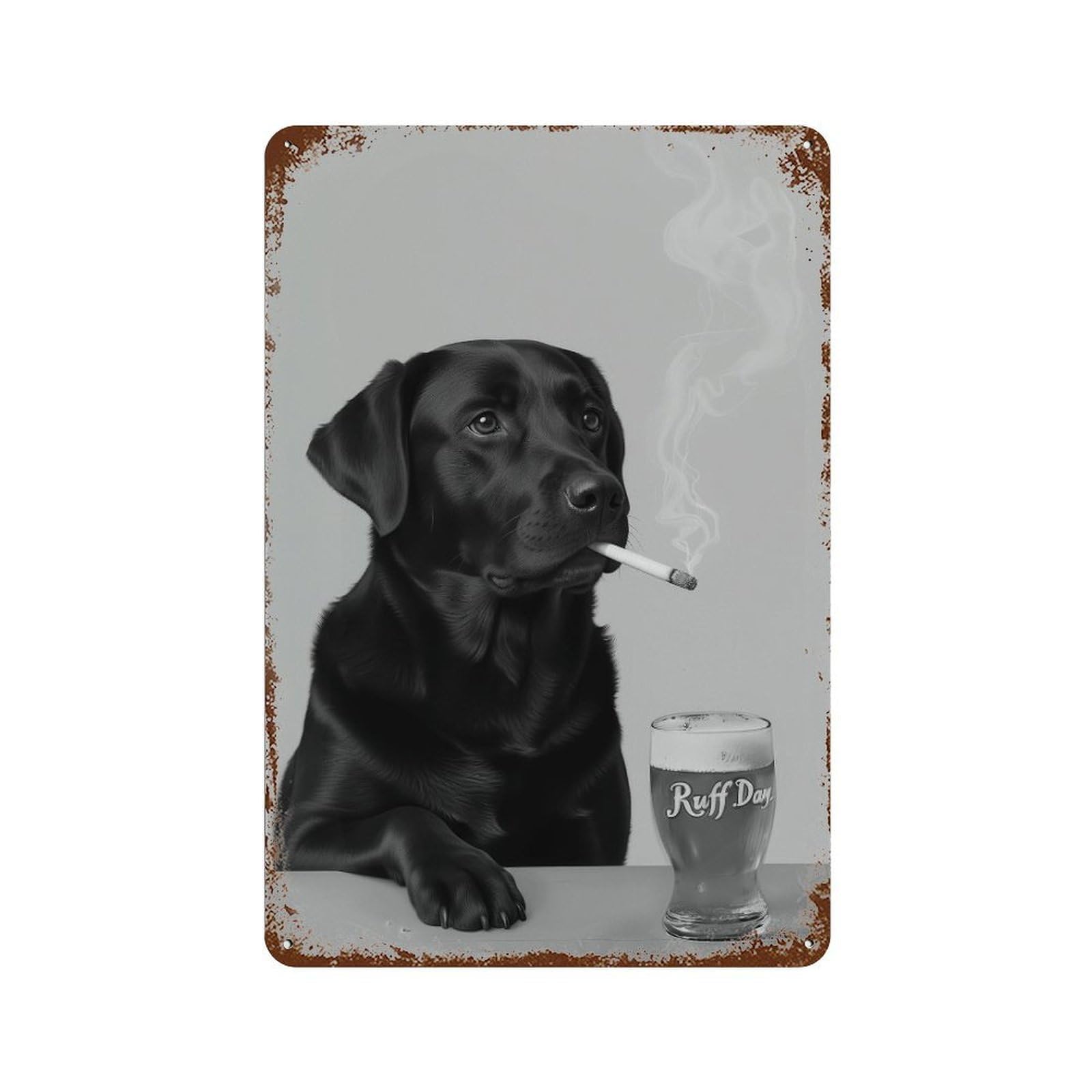 xiaoxiaoshen Labrador Smoking & Beer Wall Art Wall Decor Art Metal Tin Poster Modern Home Decor Art Home Bar Shop Decorations Vintage Sign 30x20cm