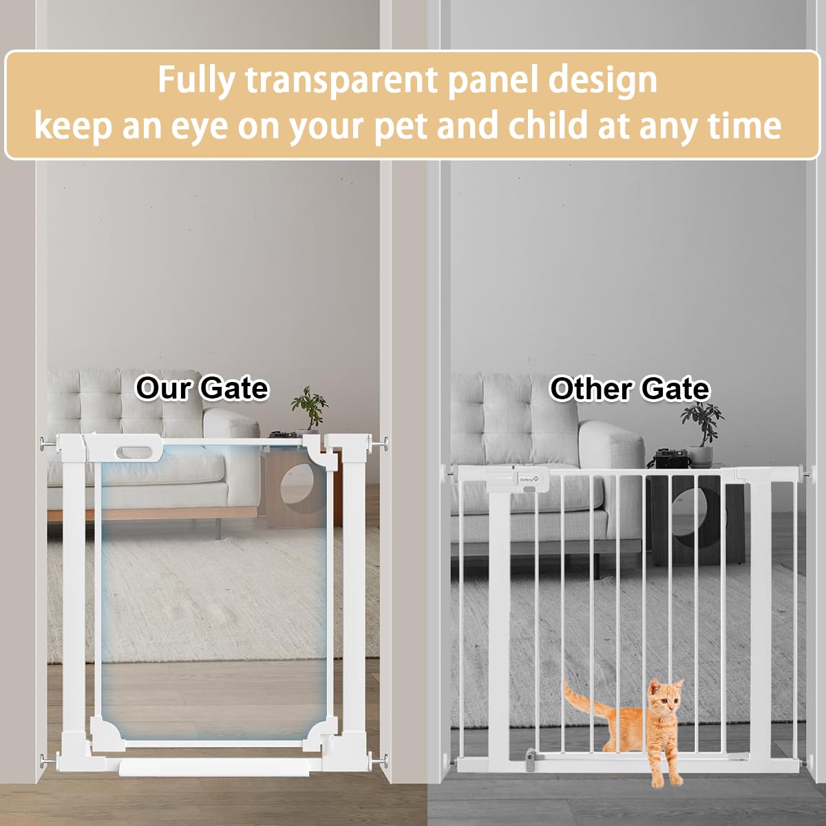 Xifamniy Puerta de escalera transparente para mascotas, puertas de escalera de 122 cm para puerta de escalera de bebé y niño, puertas de escalera para perros para Stufen und Gänge