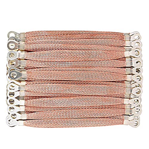 Zasjon Masse en cuivre, 20 pièces Bande de Masse,Masse cuivre câble de Masse Auto Tresse de Masse 200 mm Universal Automotive Heavy Duty Moteur Bande de Mise à la Masse en cuivre 2.5 mm²20 cm