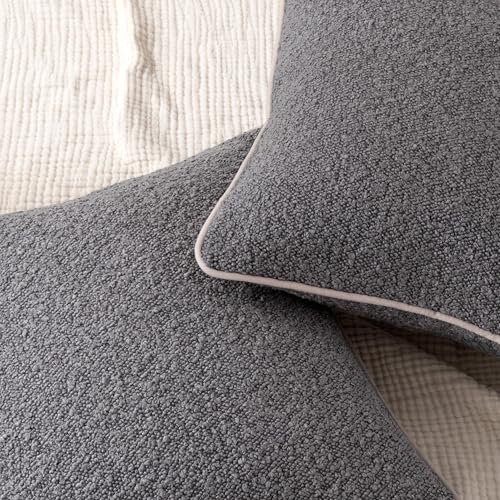 Image of Amazon Basics Boucle Throw Pillow Covers for Couch, Living Room, Home Decor with Hidden Zipper, Grey, 16x16in, Pack of 2