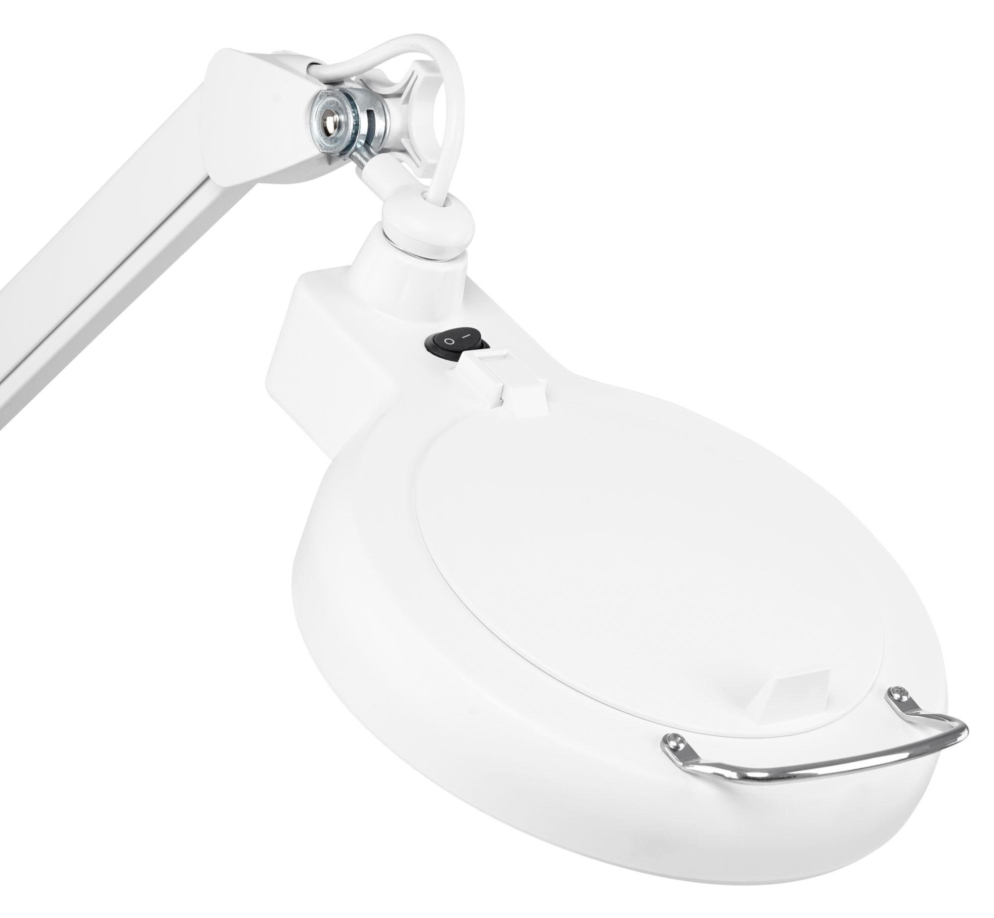 Showlite LL-6085D Lampada Lente LED 8W 5 Diottrie (Lampada Lente, Lente 12,5 cm, 60 SMD LED, Ingrandimento 2,25x, Morsetto da Tavolo) bianco