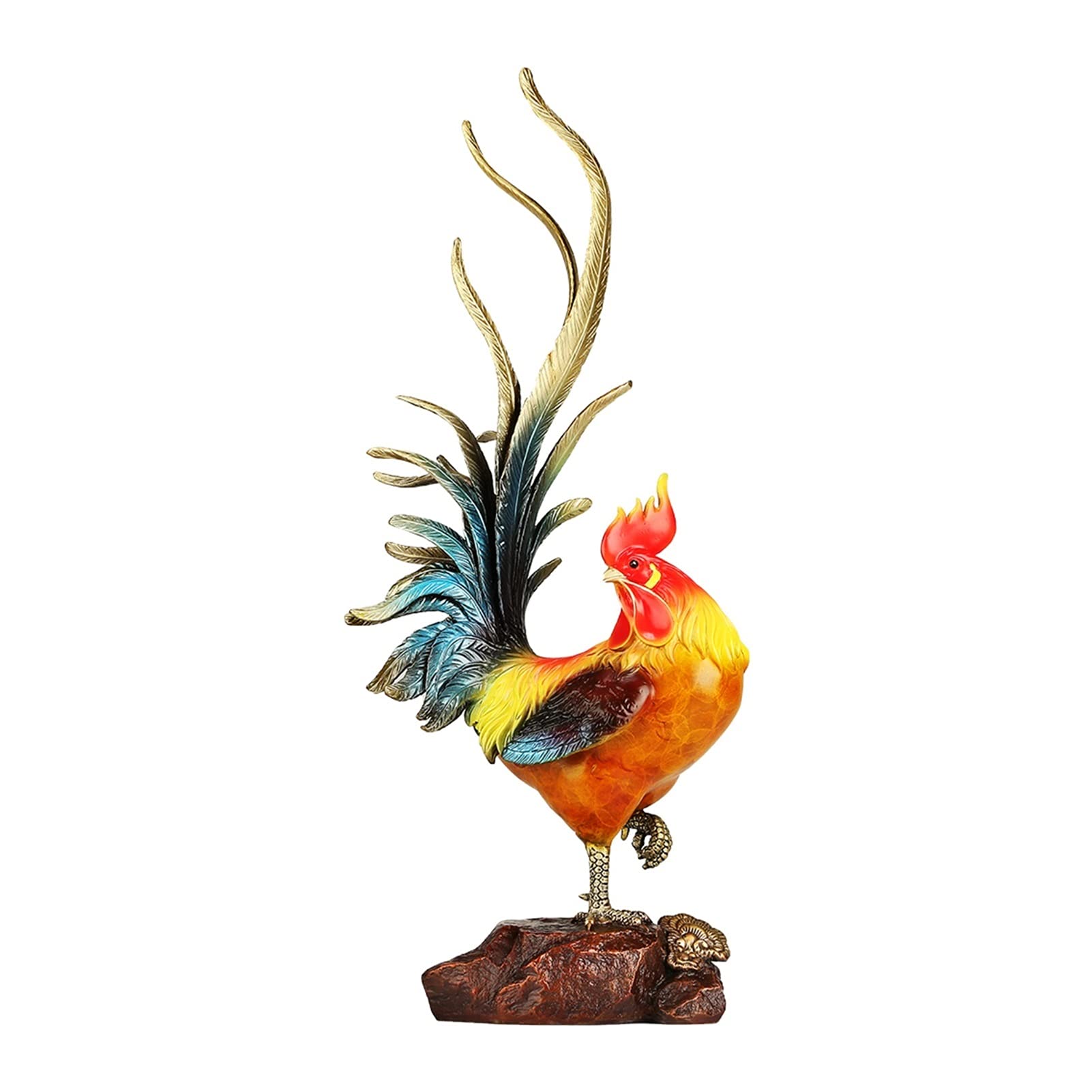 YNIYUJKL Feng Shui Buddha Statue Chinese Zodiac Rooster Statue Copper Animal Decor Feng Shui Desktop Decoration Best Housewarming Opening Gift Collectible Figurines Desktop Decoration,size_name-M