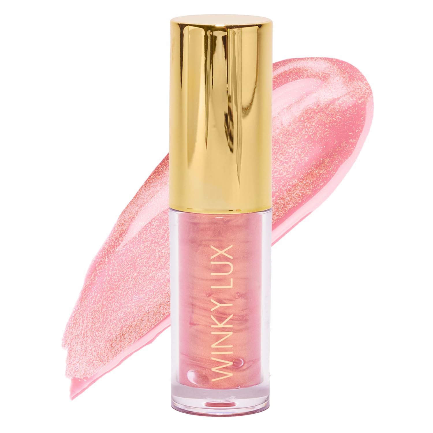 Winky Lux Pink Opal Very There Lip Oil - Hydrating Nude Pink Gloss with Jojoba Oil, Non-Sticky Glossy Lip Oil, Tinted Pink Shimmer Gloss for Juicy Lips & Soft Vanilla Scent