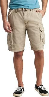 UNIONBAY Men's Survivor Belted Cargo Shorts - Vintage Wash Twill, Oversized Pockets, Big & Tall Sizes