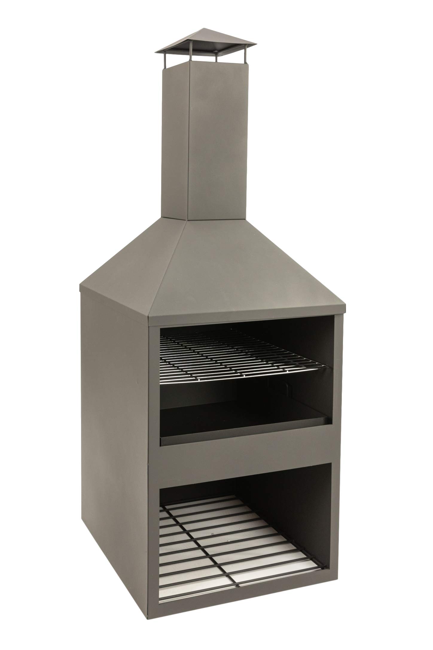 MaxxGarden Helios Garten Kamin - Terrassenkamin - Outdoor Gartenkamin - Terrassenofen - Mit Holz Ablageort - Mit Schornstein - zum Entspannen - 118 x 45 cm - Schwarz
