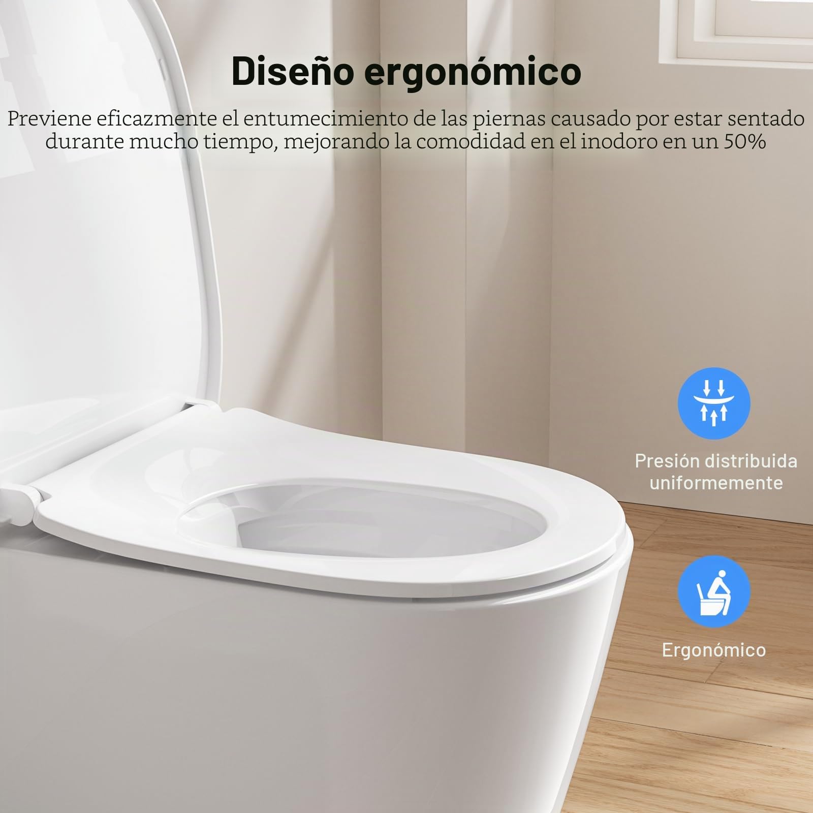Tapa WC Universal, Tapa Inodoro en Forma de U/D, Tapa WC con Cierre Suave, Toilet Seat Para Familia y Baño, Montaje Fácil y Resistente, Liberación Rápida para una Fácil Limpieza.