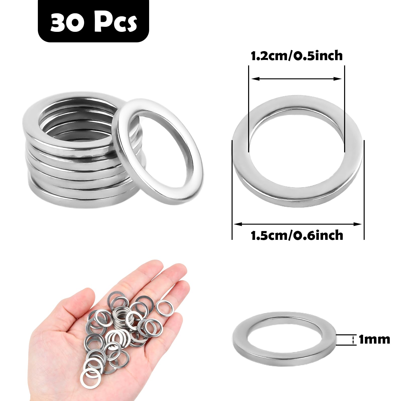 30 Pezzi Rondelle Alzaporta, M10 Rondelle Acciaio Inox, Acciaio Inossidabile 304, Rondelle Piane, Guarnizioni, Adatto per Porte, Biciclette, Accessori di Macchinari