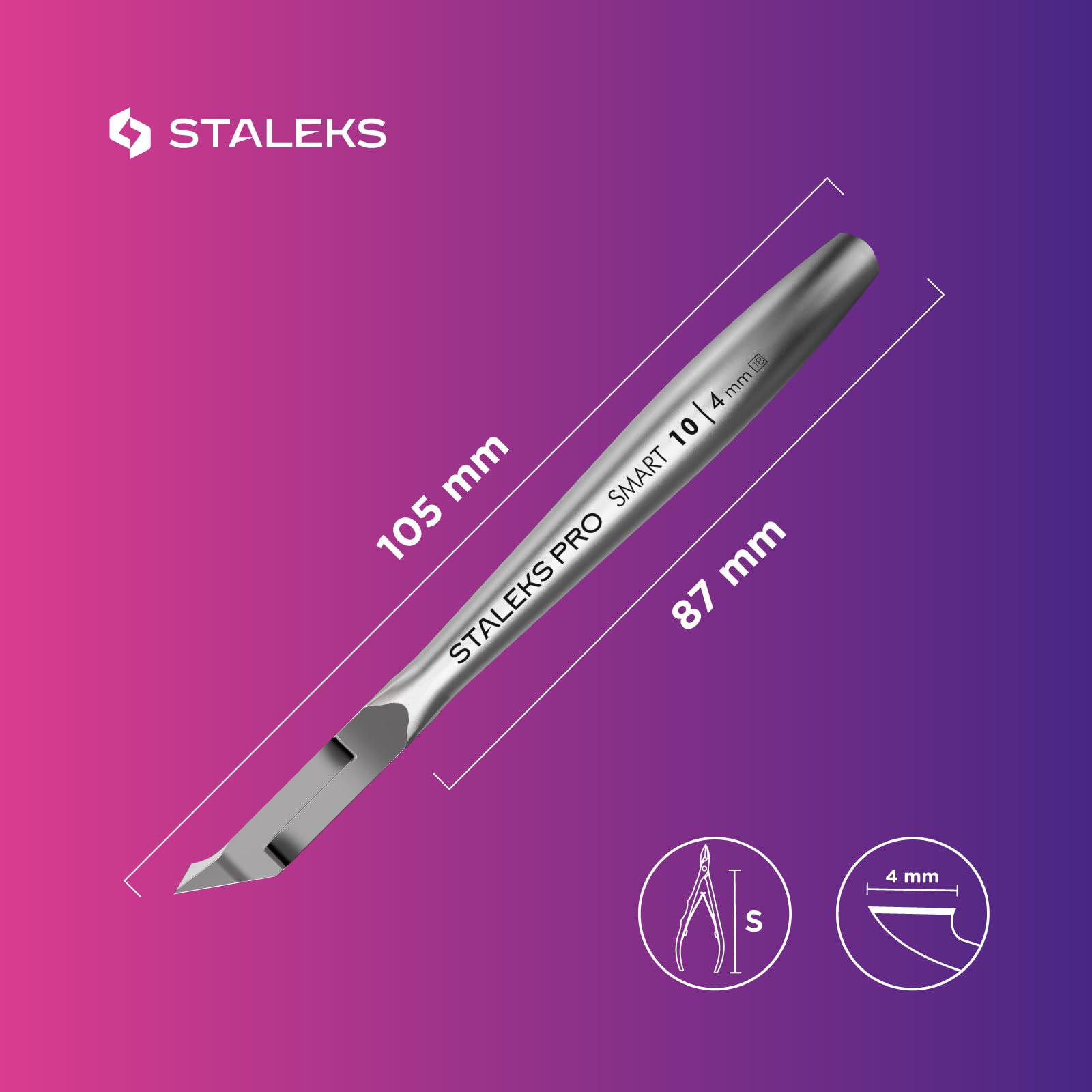 STALEKS - Pinzas para uñas profesionales Smart 10 (4 mm)