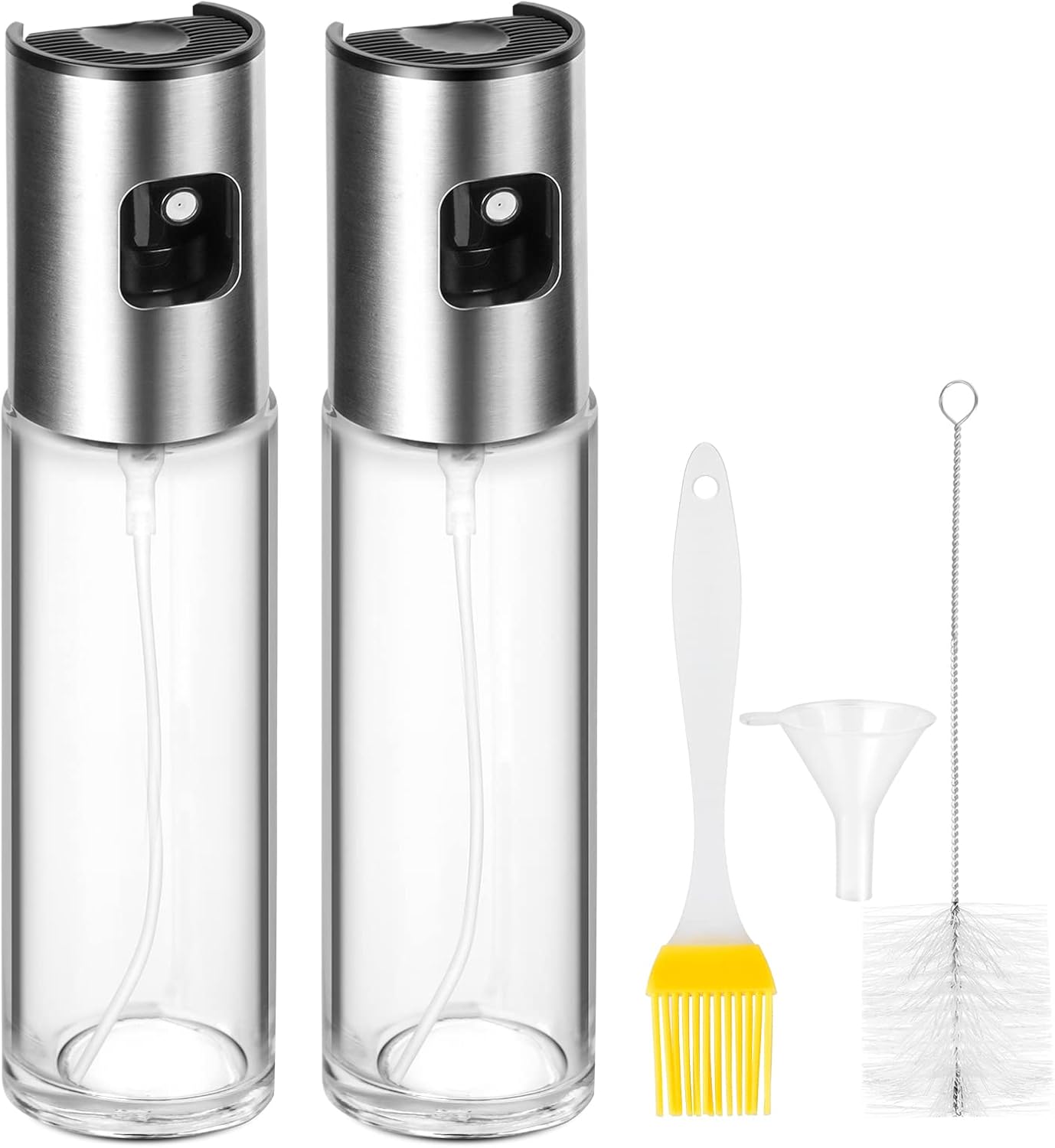 CUESVAP 2PCS Oil Spray Bottle, 100ml Glass Olive Oil Sprayer Misto for Air Fryer, Cooking