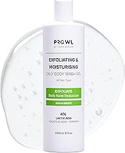 PROWL by Tiger Shroff Shower Gel Bodywash for Men 250ml|4% (Salicylic Acid, Lactic Acid, Vit E) for Body Acne | All Skin Type Exfoliating & Moisturising Daily Body Wash for Tan Removal | Ocean Breeze