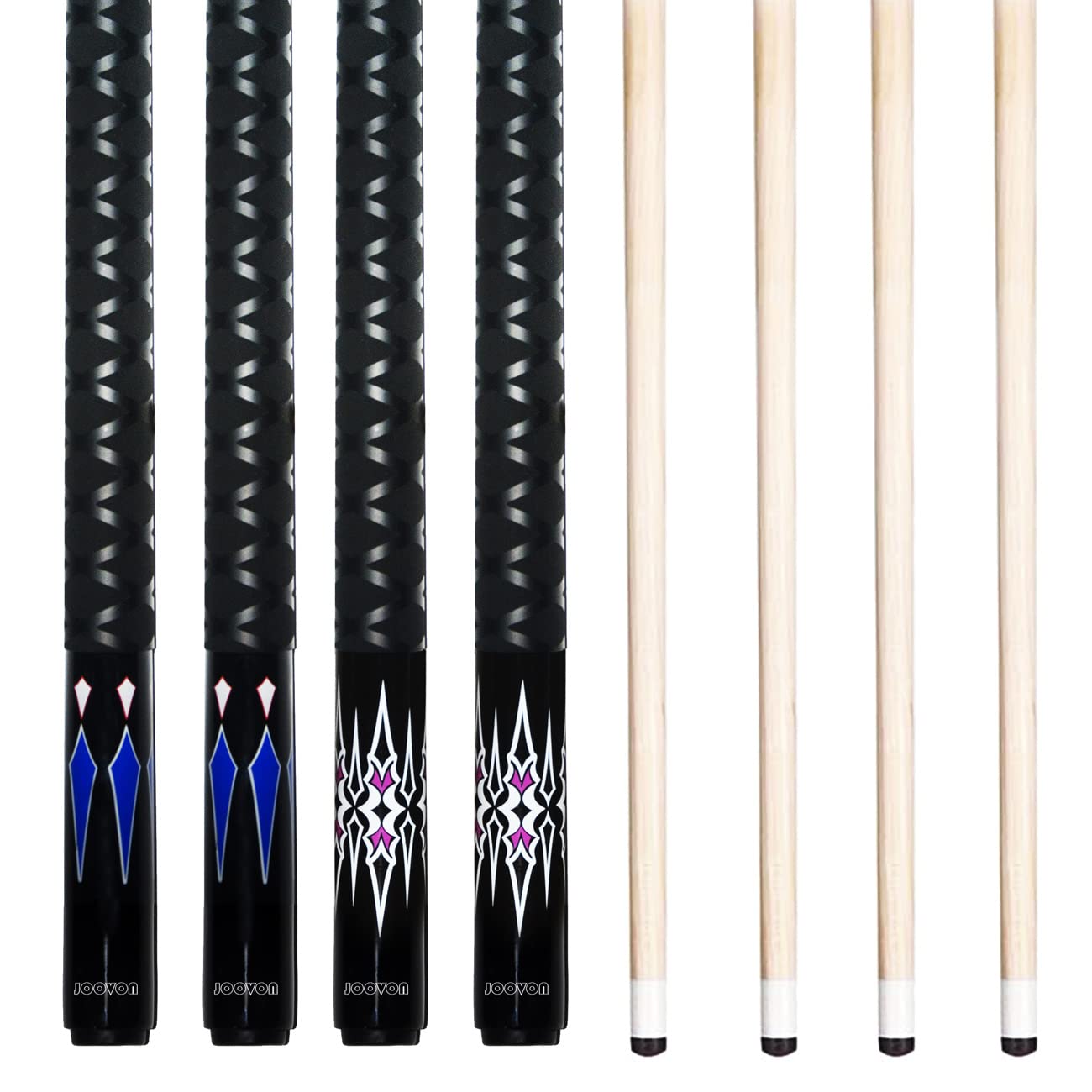 Joovon New Pool Stick Set of 4 with 13mm Cue Tip 58" Pool Cue with Rubber Anti-Skid Sleeve