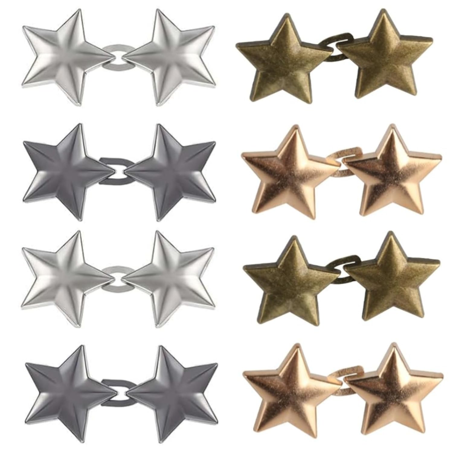 Bessy shop Pants Clips to Tighten Waist,8 Pairs Trouser Waist Tightener Waist Adjuster Clips for Trousers Star Shape Adjustable Jean Button Pins for Jeans,Loose Jeans, Sleeves