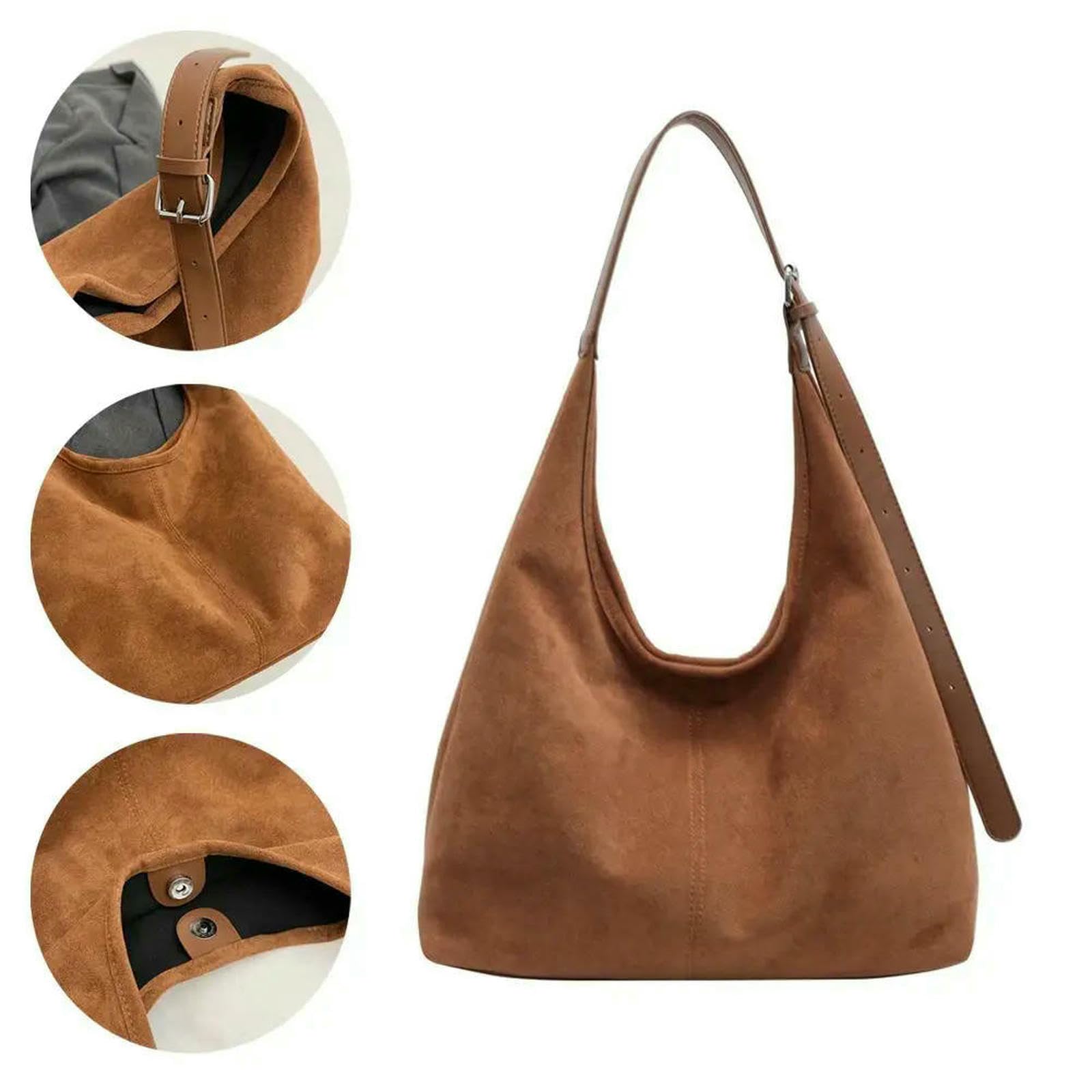 Borsa Donna A Secchiello retrò di Grande capacità Tracolla Singola da della Stagione Autunno Inverno Nero