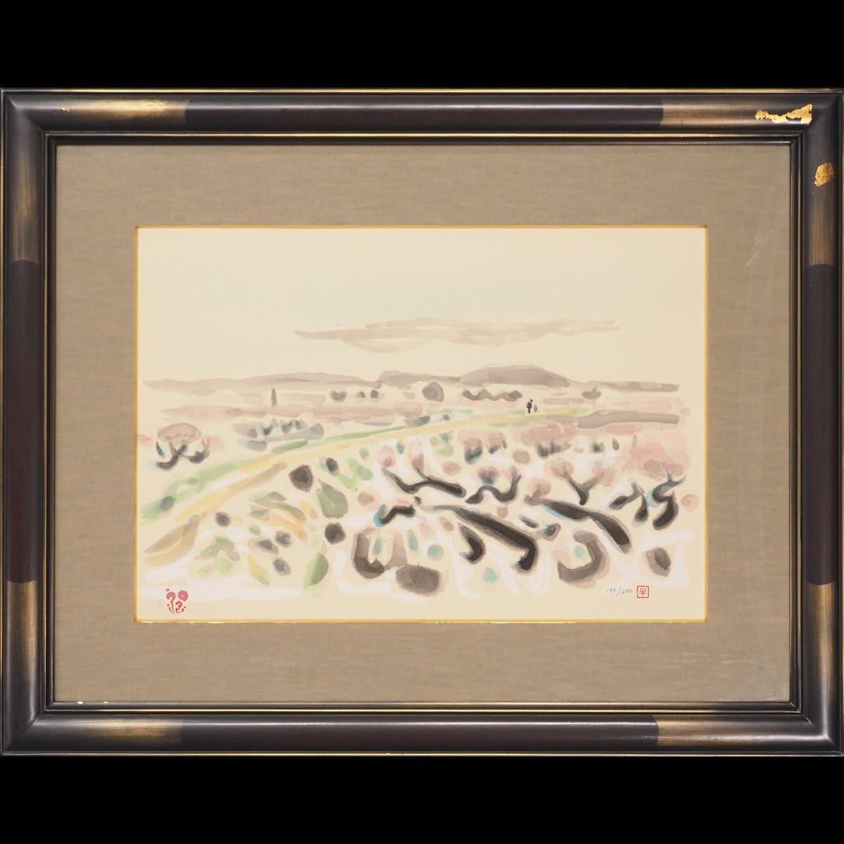 Amazon.co.jp: 版画渡鹿庵牛島憲之 9335 絵画 木版画 「桃の里