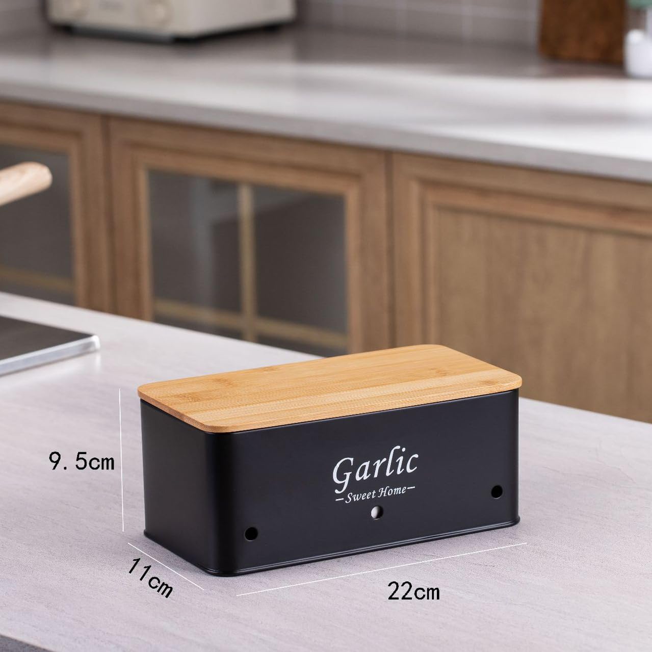 Ecofocet 3 Contenitori Porta Patate, Barattoli in Metallo con Coperchio in Bambù, Salvaspazio da Cucina per Patate, Cipolle, Aglio – Design Cilindrico con Fori di Ventilazione (Bianco
