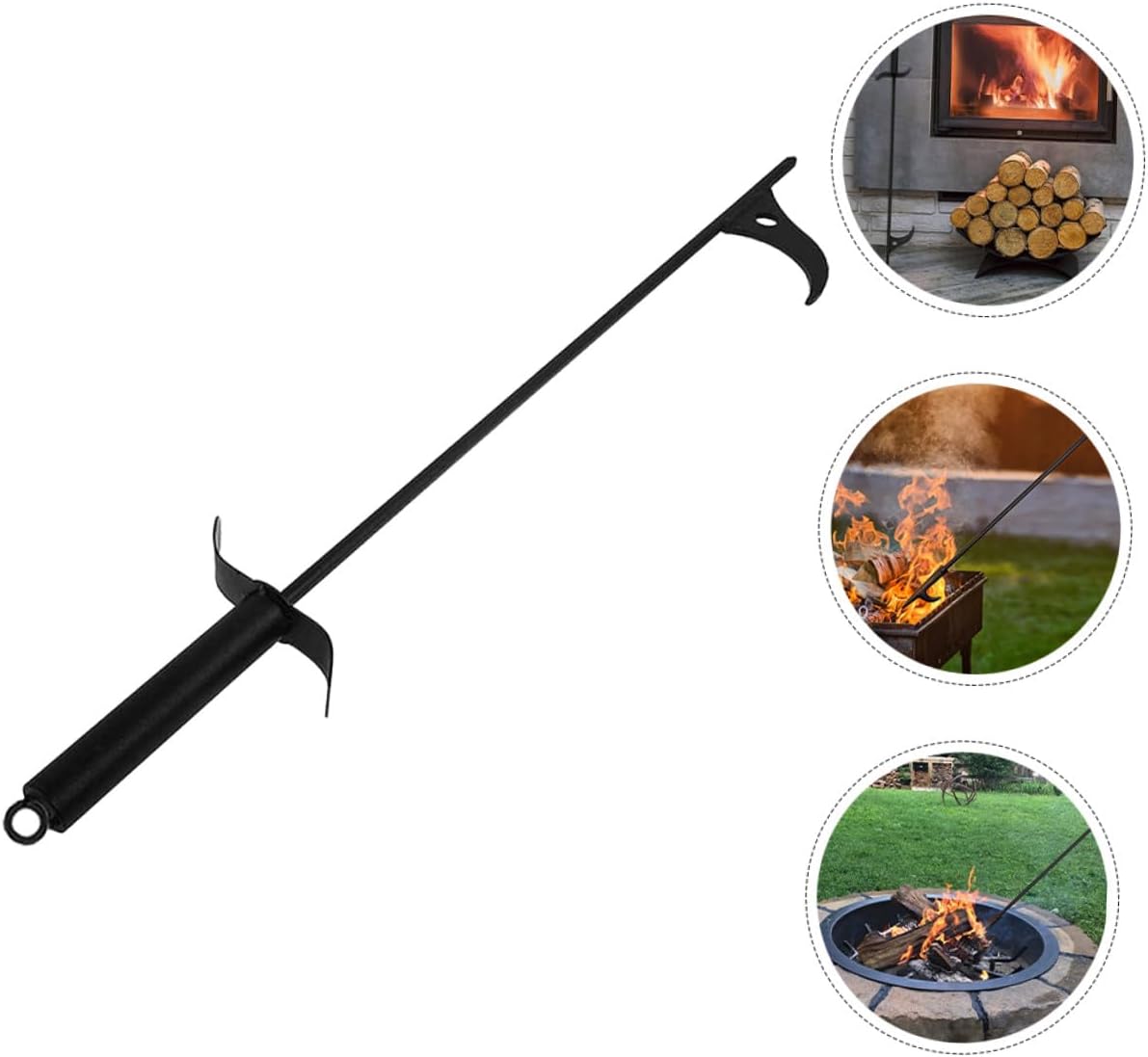 Fireplace Poker Fire Tongs Steel Fire Pit Tool Indoor Outdoor Fireplace Accessories