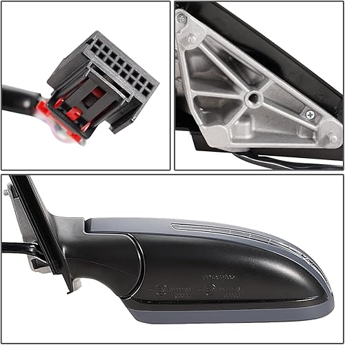 Miniatura 6 de DNA Motoring OEM-MR-AU1320125 Espejo retrovisor calefactado con ajuste plegable con giro compatible con Audi A3 09-10