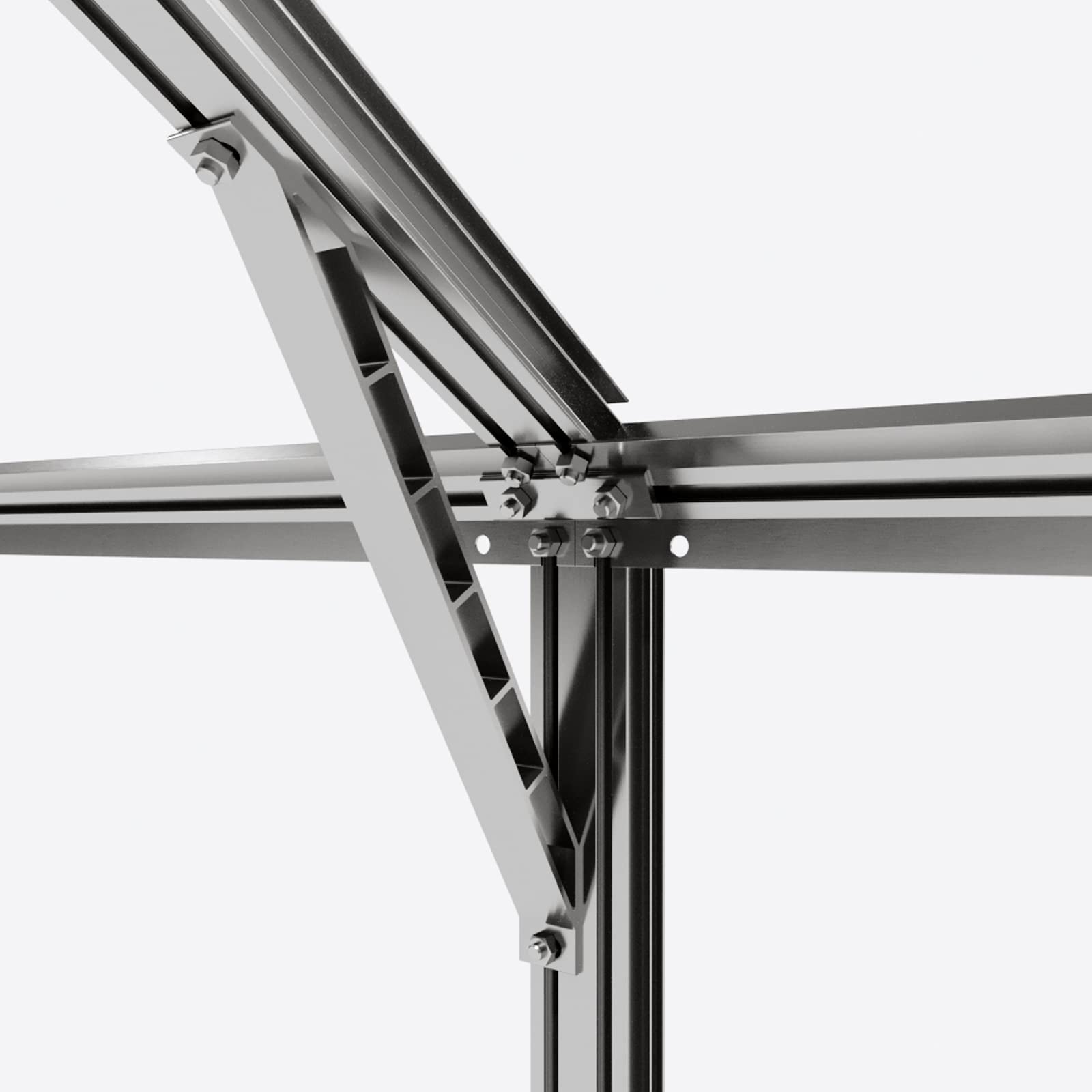 Serra GFP ECO 4 telaio in alluminio 192 x 256 cm, lastre a doppia parete di 8 mm, con apri-finestra automatico e telaio di fondazione