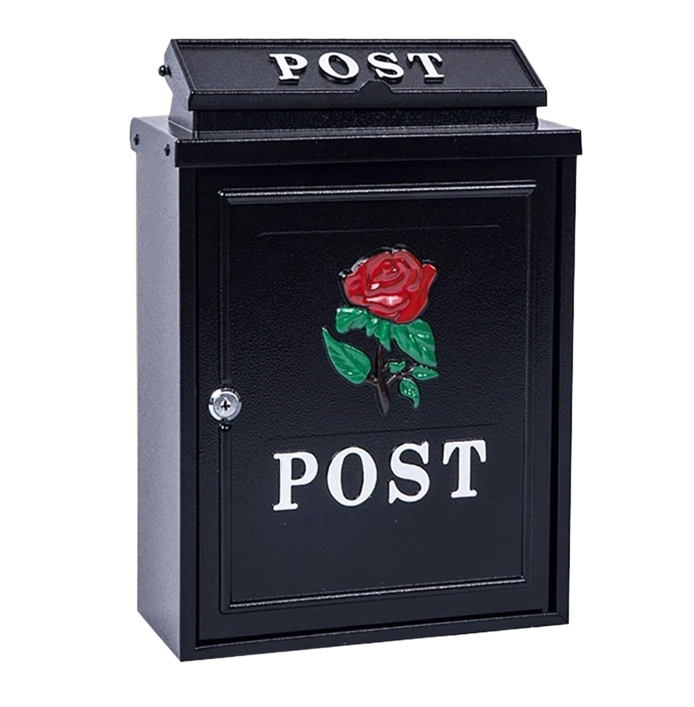 Vintage Letter Box Mailbox Lockable Wall Mounted Rustic Mailbox Galvanized Metal Decor Tin Post Box For House Outdoor Lockable(D)