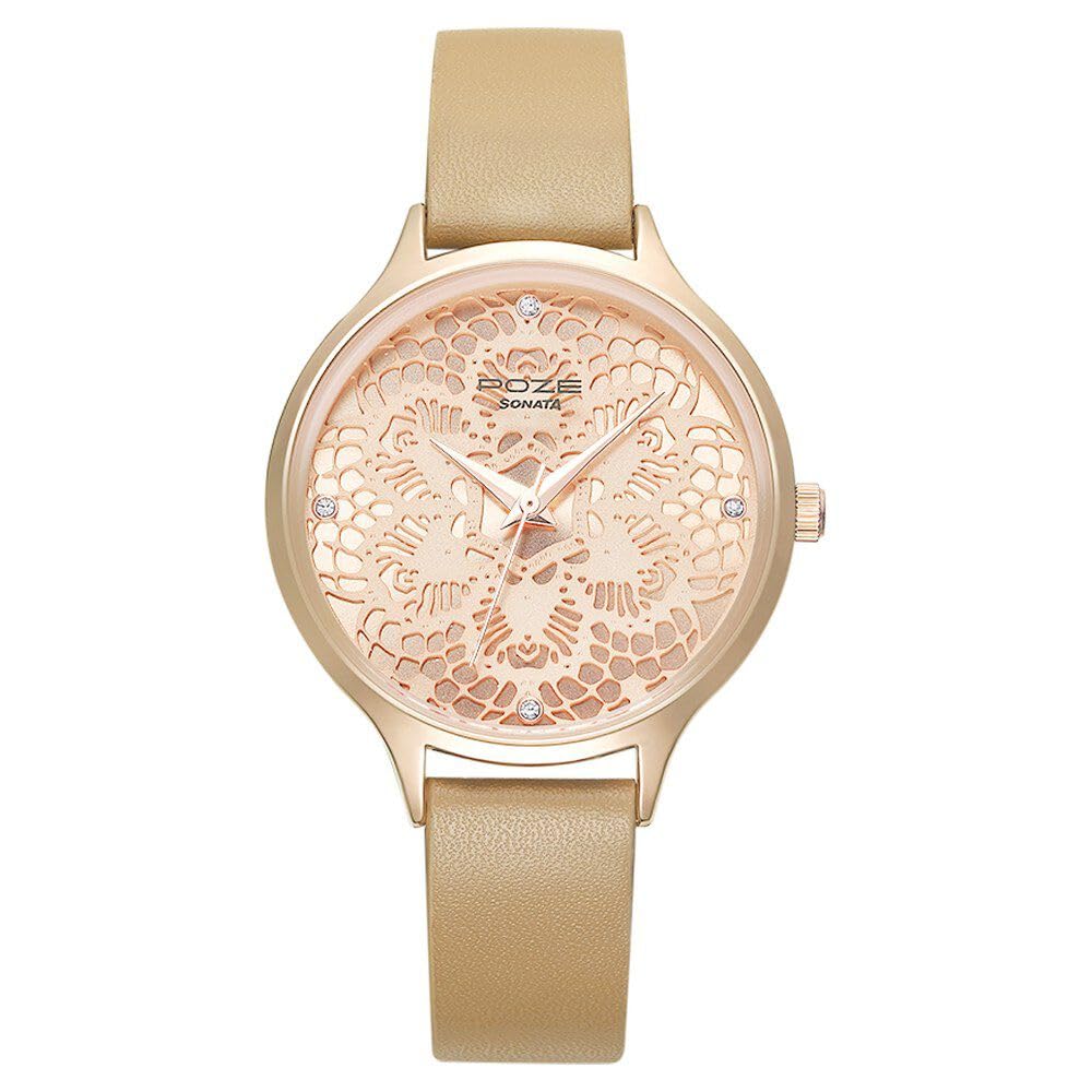 Sonata Poze Quartz Analog Pink Dial PU Leather Strap Watch for Women-SP80032WL01W (B0CT5GNPSK) Amazon Price History, Amazon Price Tracker