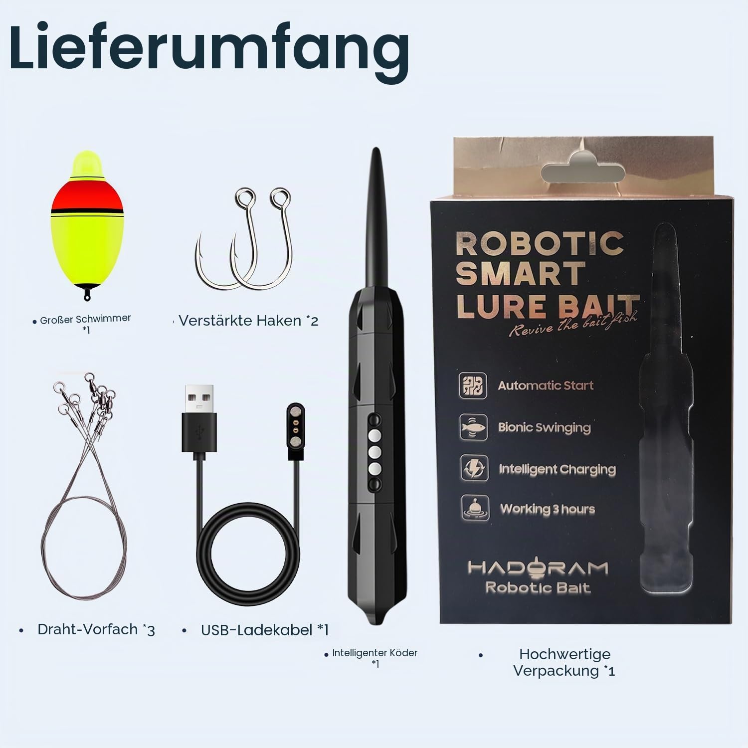 Roboter Smart Lure Bait Fishing Electric Lures USB Rechargeable Wobbler Swimbait Fishing Tackle Lifelike Action for Barsch, Forelle, Hecht, Lure Zombie Fish & Dead Fish Revival Tech Freshwater