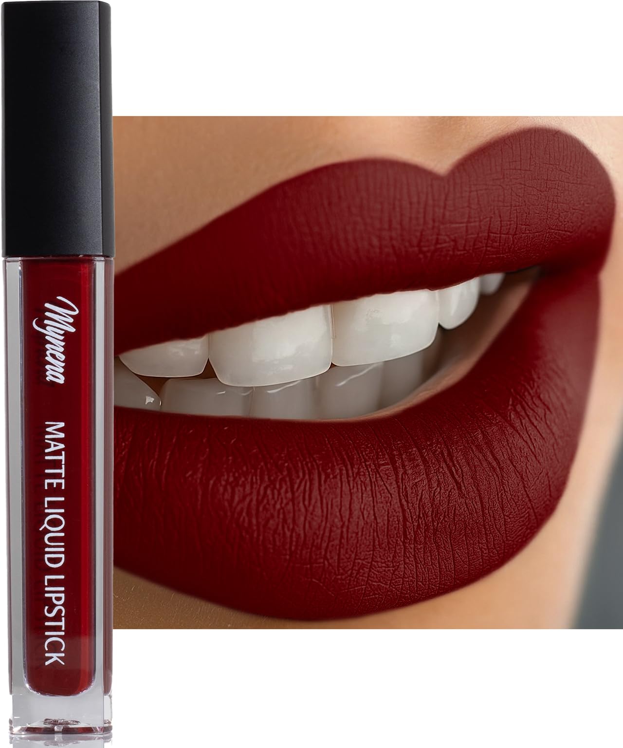 Mynena Burgundy Red Matte Liquid Lipstick | Long-Lasting Comfort | Smudge-Proof Transfer-Resistant | Full Coverage Non-Drying | Vegan & Cruelty-Free | All-Day Wear Lip Color | Emma