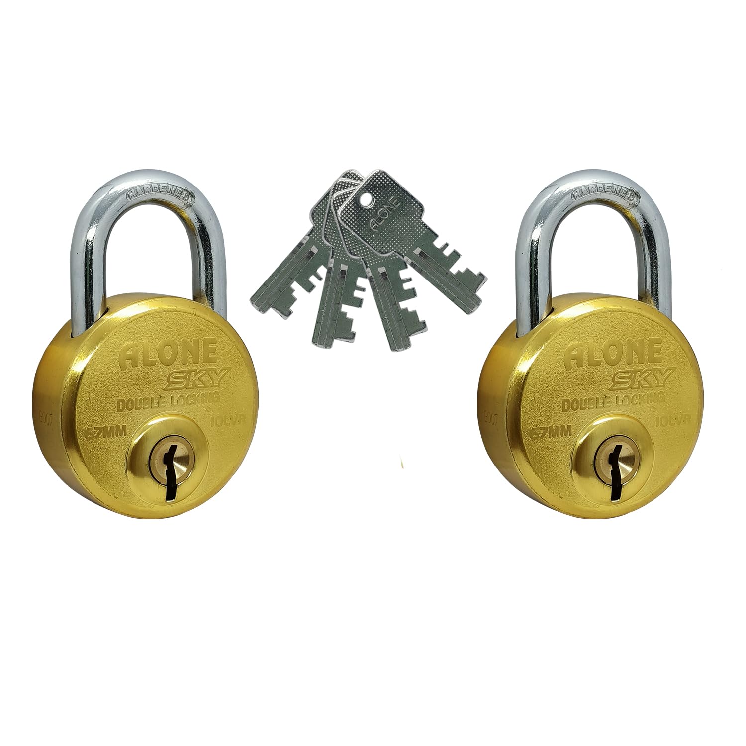 FITHOMEAlone Sky 67mm 2 Padlocks with 4 Same Keys Double Locking | Padlocks for Home Lock and Key, Gold Antique Lacquer Caoted Rust Free
