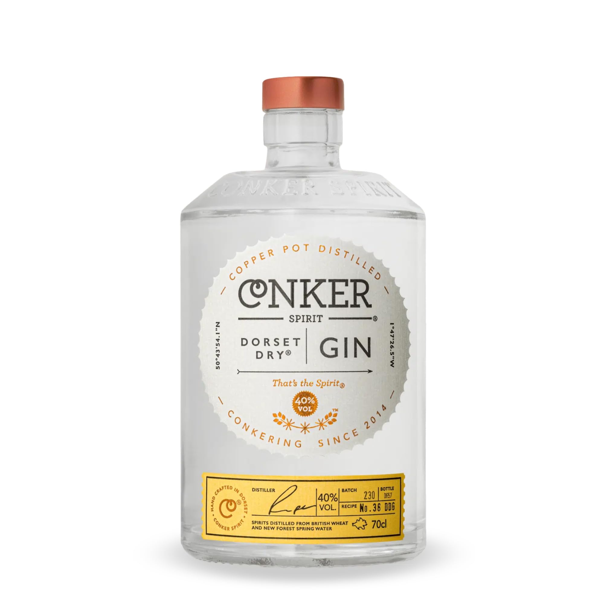 Conker Dorset Dry Gin | 70cl | 40% ABV | 10 botanicals | Gorse flowers, marsh samphire & elderberries | Copper pot distilled