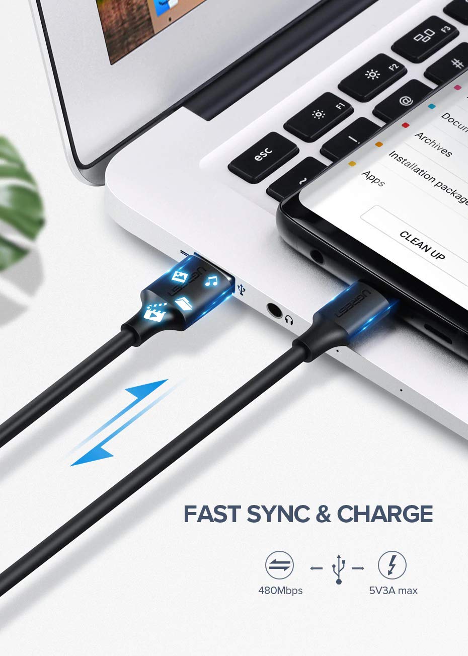 Ugreen USB Type-C Şarj ve Data Kablosu, 1 Metre, Beyaz