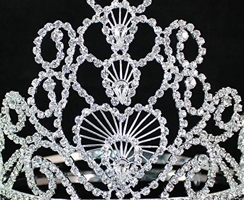Miniatura 2 de Corona completa corazones transparentes austriacos diamantes de imitación de cristal tiara diadema diadema reina nupcial boda baile de fin de curso