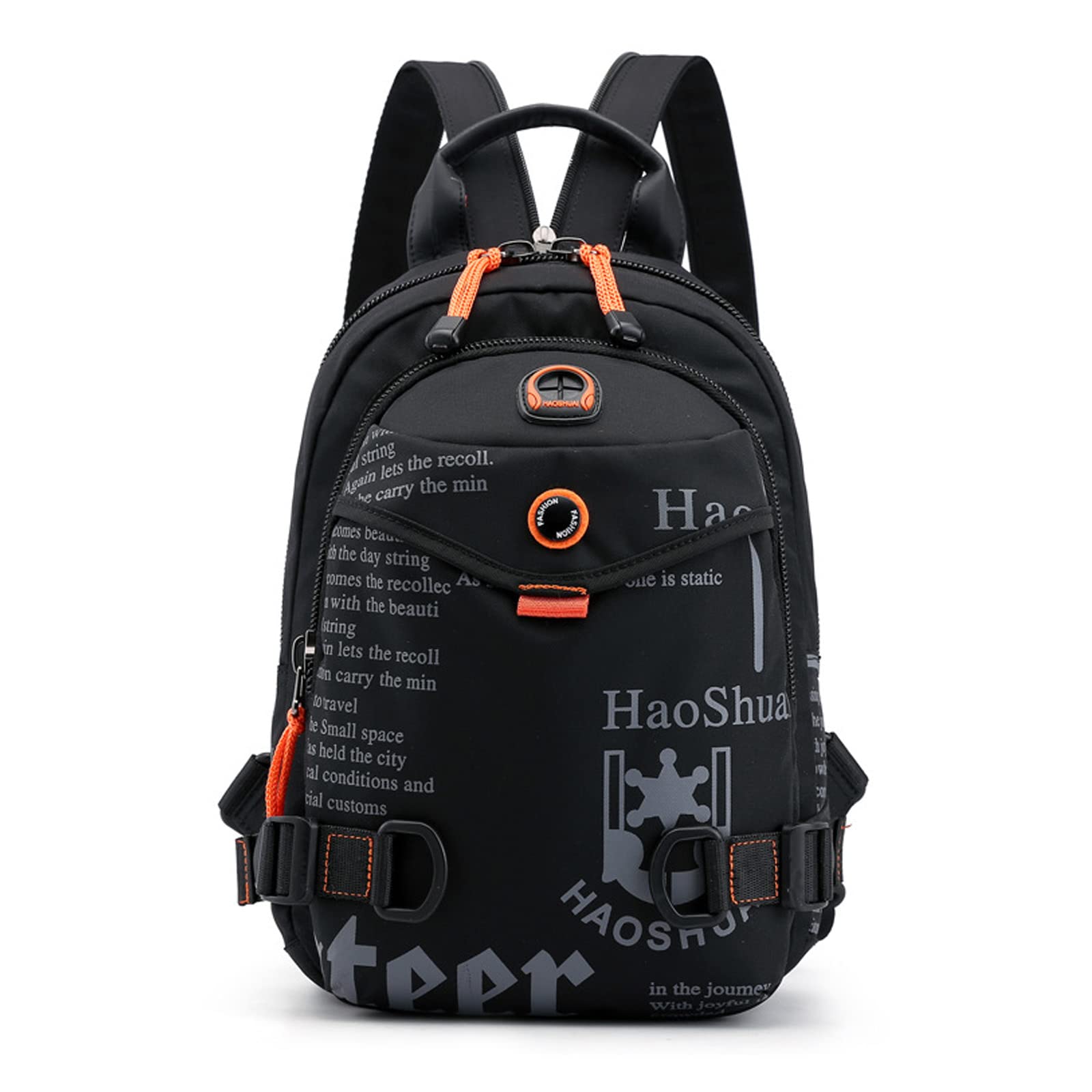 FANDARE Bolsa de Pecho Bolsos Cruzados Mochila Bolsa de Escuela Bolso Hombro Mujer Bolsos Bandolera Cruzada Sling Bag Viaje con Orificio para Auriculares & Correa de Hombro desmontableNegro