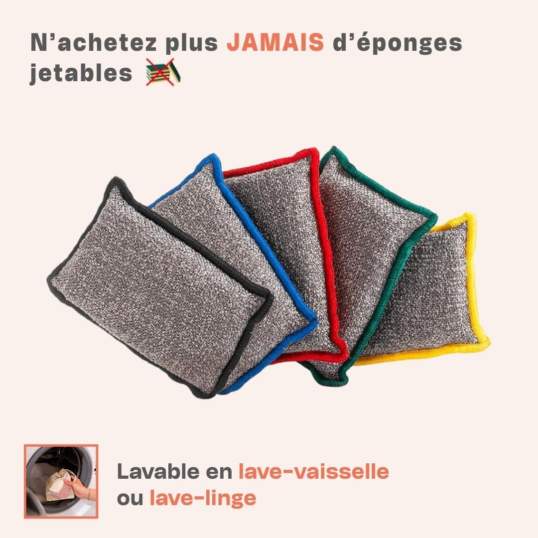 Eponges Réutilisables Lavables INGA 2 Pièces Fabriqué en Europe