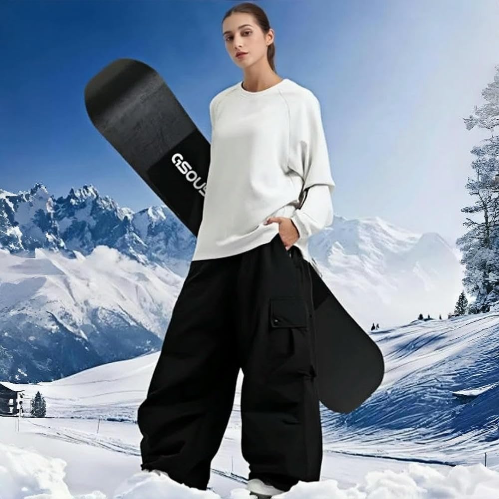 GLDFW - Pantaloni da snowboard super larghi da uomo, impermeabili, antivento, abbigliamento sportivo, isolati, vestibilità larga, pantaloni da sci per il freddo